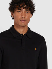 Haslam Slim Fit Long Sleeve Organic Cotton Polo Shirt In Black