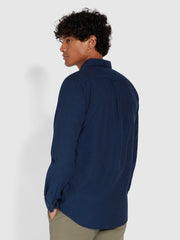 Steen Slim Fit Brushed Organic Cotton Shirt In True Blue