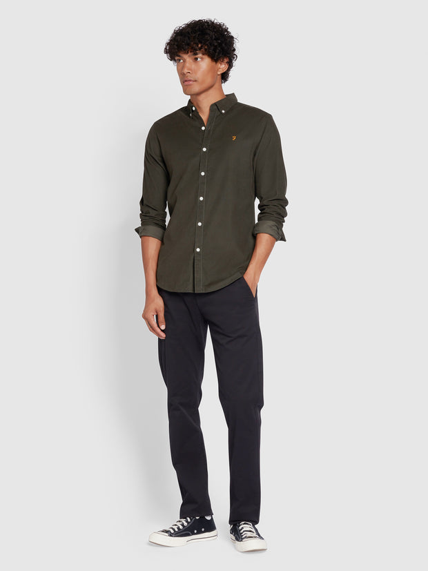 Fontella Slim Fit Corduroy Shirt In Evergreen