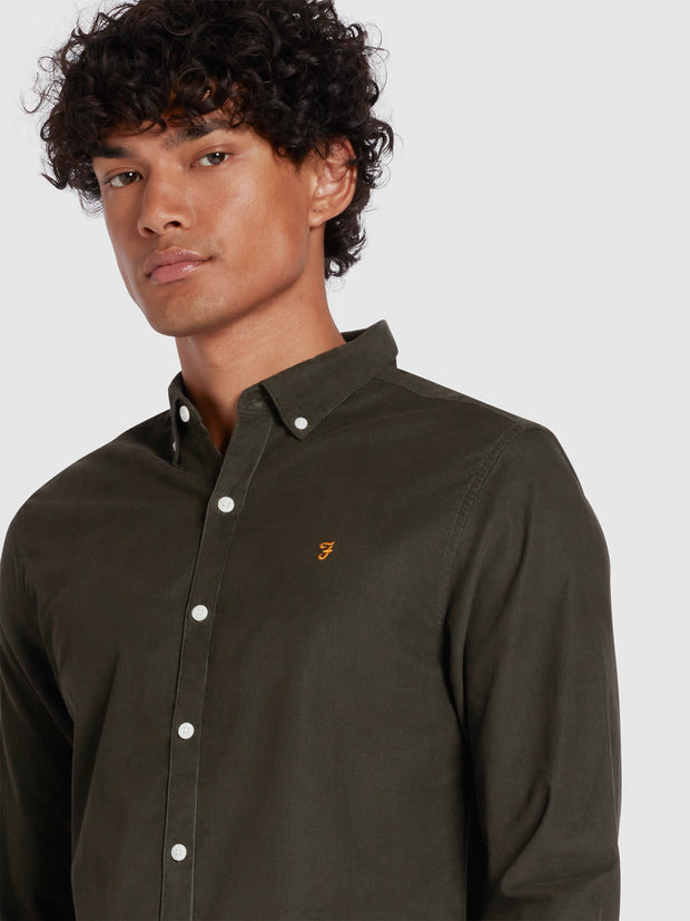 Fontella Slim Fit Corduroy Shirt In Evergreen