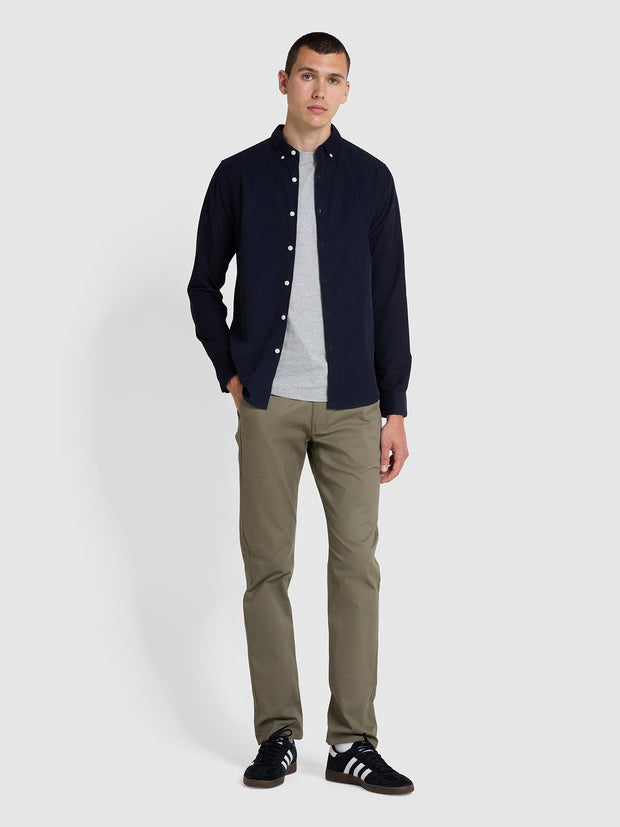 Fontella Slim Fit Corduroy Shirt In True Navy