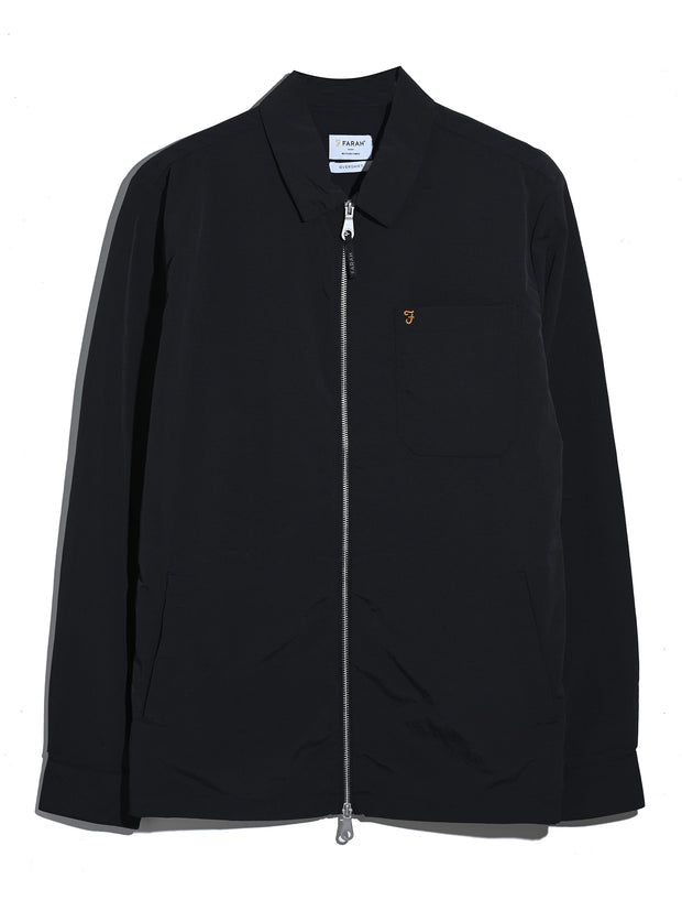 Fintoni Zipped Overshirt (Black) Flat