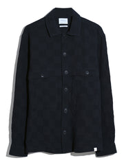Pemberton Textured Check Overshirt (True Navy) Flat