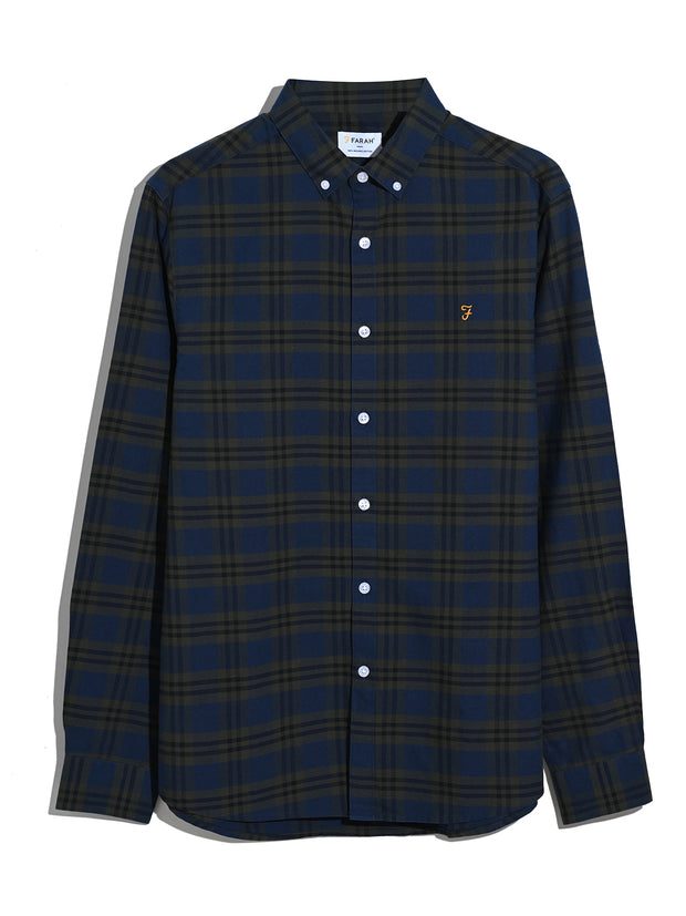 Brewer Check Oxford Shirt (Evergreen) Flat