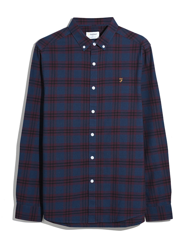 Brewer Check Oxford Shirt (Bordeaux) Flat