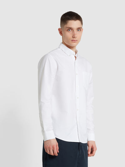 Brewer Casual Fit Organic Cotton Long Sleeve Shirt In White