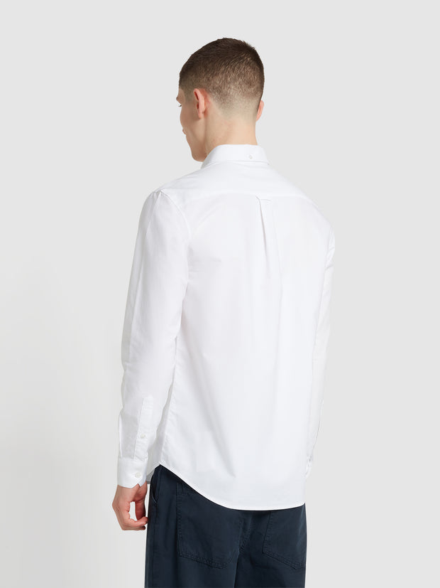 Brewer Casual Fit Organic Cotton Long Sleeve Shirt In White