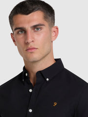 Brewer Slim Fit Organic Cotton Oxford Shirt In Black
