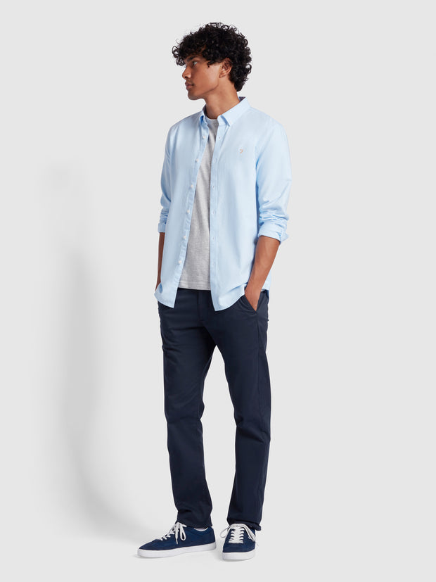 Brewer Slim Fit Organic Cotton Oxford Shirt In Sky Blue