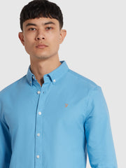 Brewer Slim Fit Organic Cotton Long Sleeve Shirt In Arctic Blue