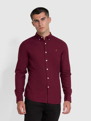 Brewer Slim Fit Organic Cotton Oxford Shirt In Bordeaux