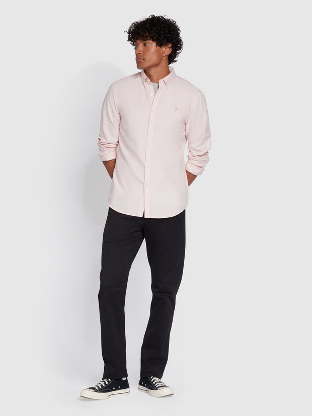 Brewer Slim Fit Organic Cotton Oxford Shirt In Pink