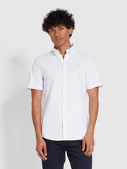 Brewer Chemise Oxford ajustée à manches courtes en coton biologique - White