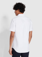 Brewer Slim Fit Short Sleeve Organic Cotton Oxford Shirt In White