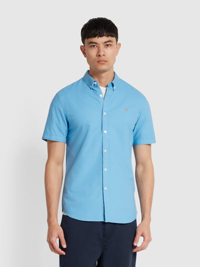 Brewer Short Sleeve Oxford Shirt In Arctic Blue