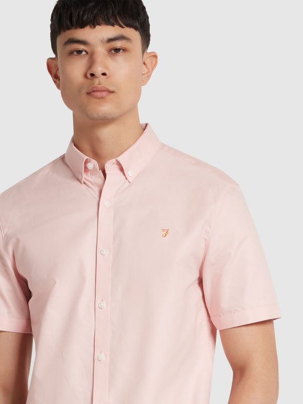 Brewer Short Sleeve Oxford Shirt In Powder Pink