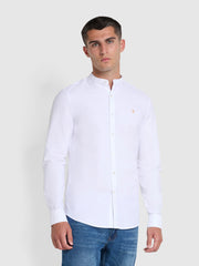 White Grandad Shirt - Brewer Slim Fit Organic Cotton Long Sleeve Shirt