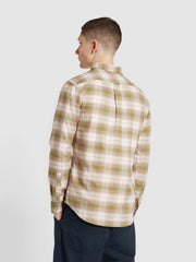 Brewer Slim Fit Check Organic Cotton Oxford Shirt In Moss Green