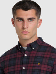 Brewer Slim Fit Check Organic Cotton Oxford Shirt In Farah Red