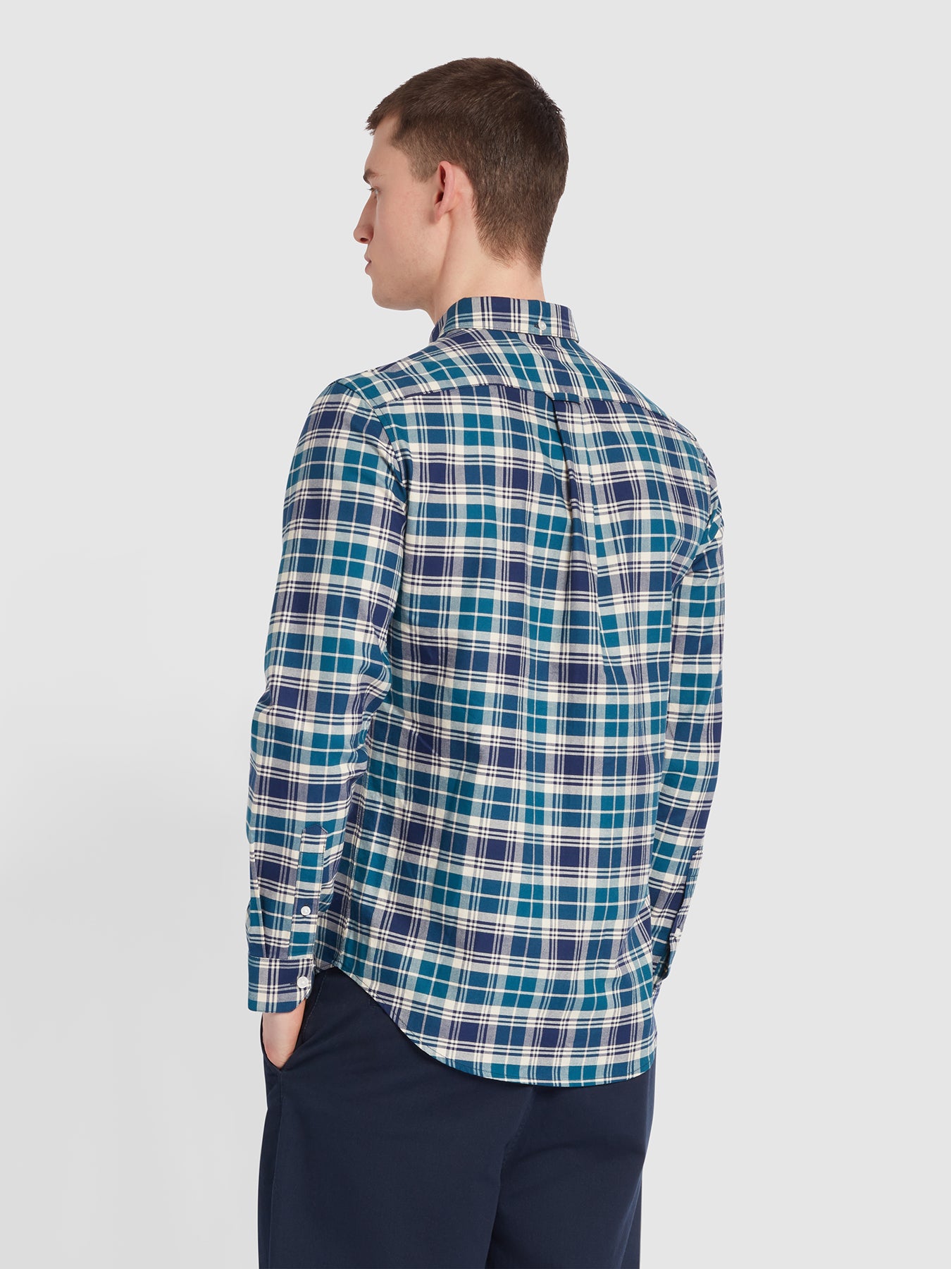 Farah Heren Brewer Slim FIT Katoen Oxford Shirt, Blauw, 3XL Farah Heren Brewer Slim FIT Katoen Oxford Shirt, Blauw, 3XL