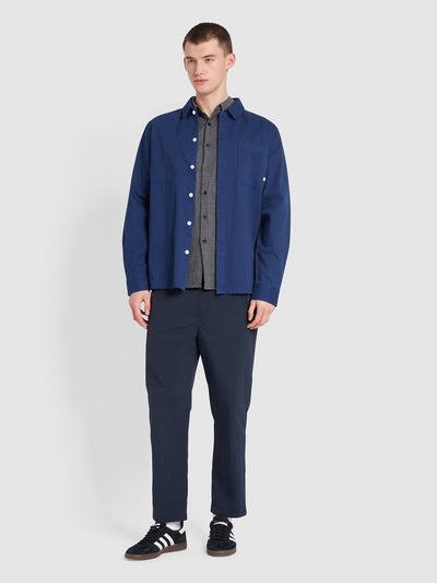 Leon Relaxed Fit Long Sleeve Shirt In Rich Indigo
