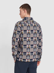 Womack Casual Fit Check Organic Cotton Long Sleeve Shirt In True Navy