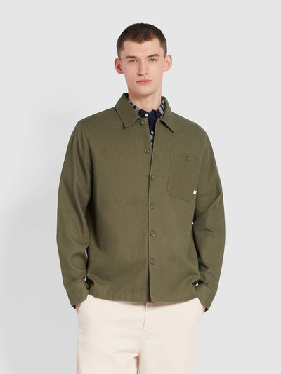 Firmin Relaxed Fit Overshirt In Olive Green