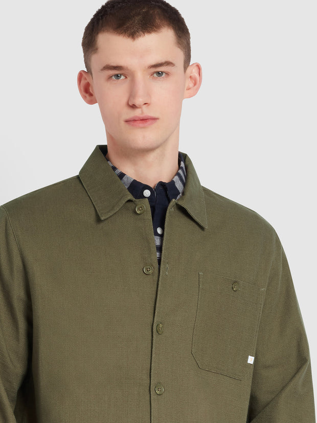 Firmin Relaxed Fit Overshirt In Olive Green
