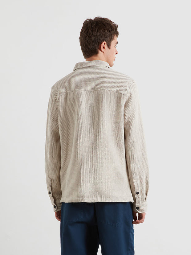 Castlefield Waffle Overshirt (White Smoke) Back
