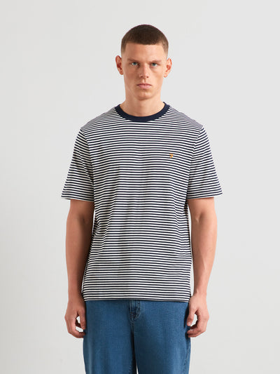 Rushden Striped T-Shirt (True Navy) Front