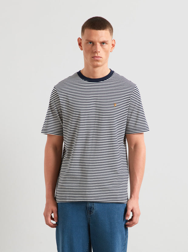 Rushden Striped T-Shirt (True Navy) Front