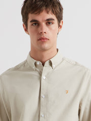Brewer Slim Fit Organic Cotton Oxford Shirt (White Smoke) Detail