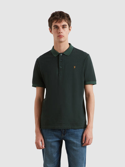 Sefton Jacquard Polo Shirt (Poplar Green) Front