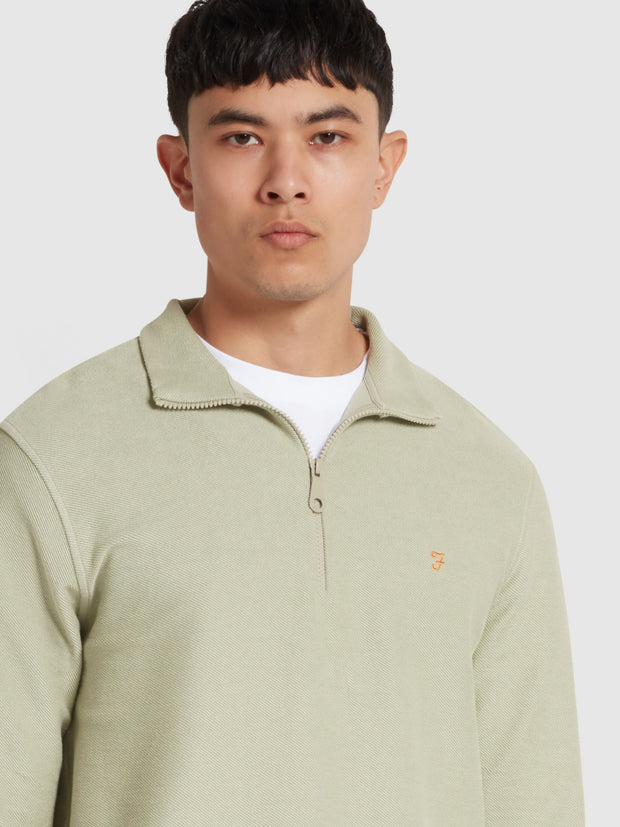 Weah Organic Cotton Half Zip Sweatshirt In Balsam