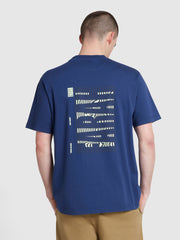 Damon Farah Logo Print T-Shirt In Rich Indigo