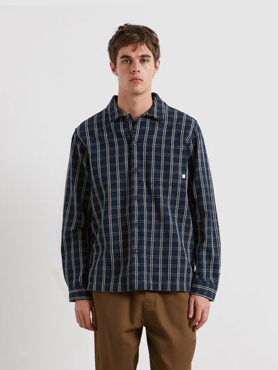 Wallasey Check Overshirt (True Navy) Front