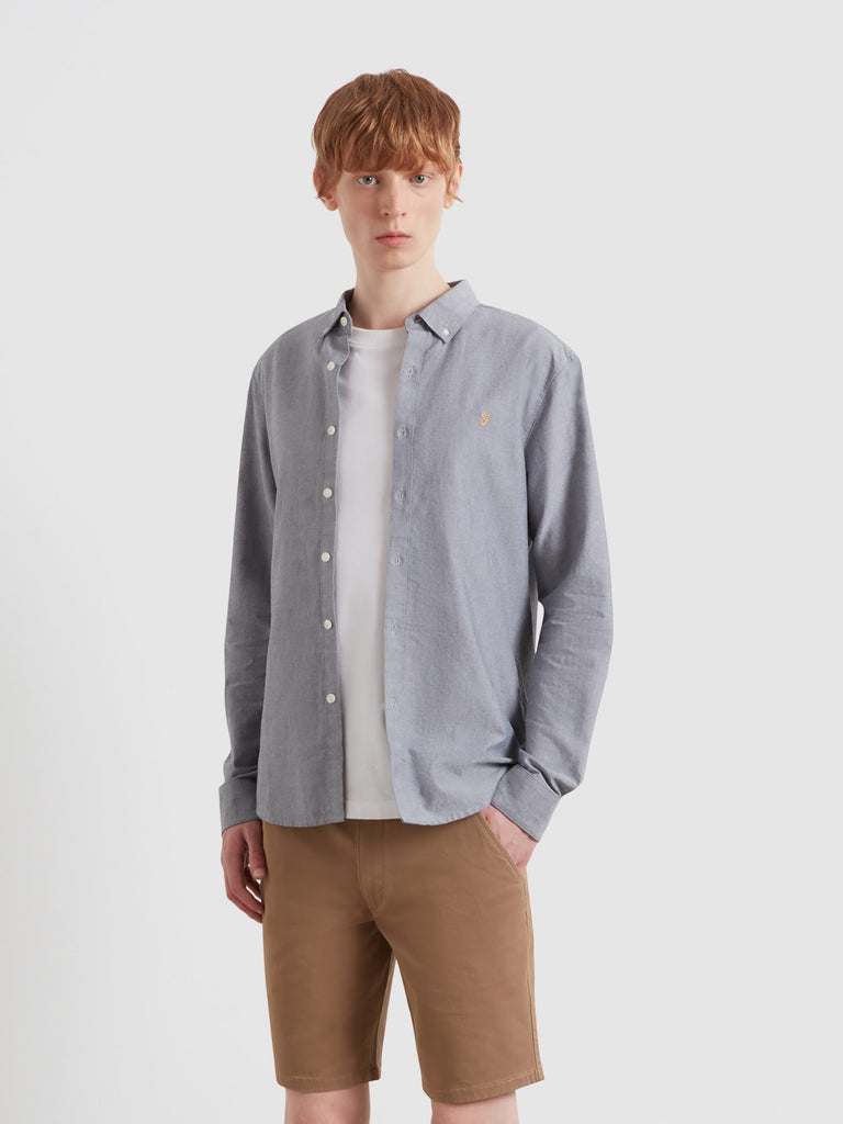 Brewer Slim Fit Organic Cotton Oxford Shirt White True