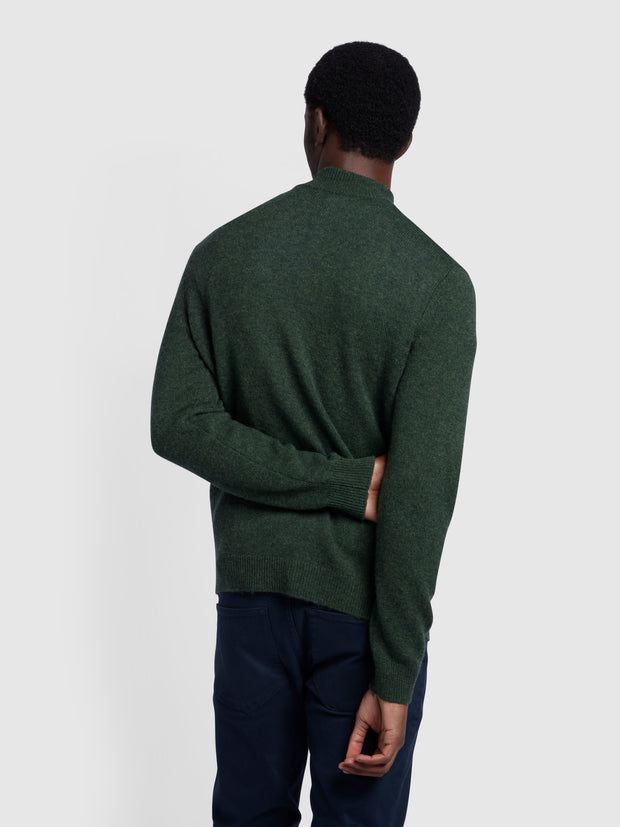 Birchall Slim Fit Quarter Zip Sweater In Evergreen
