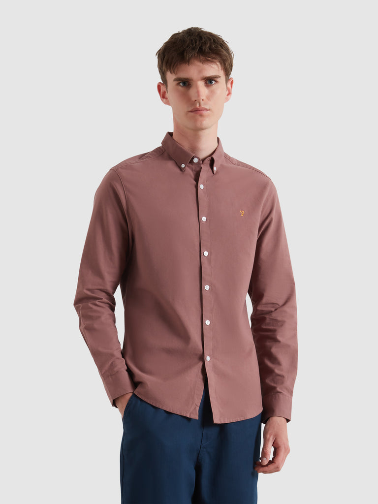 Brewer Slim Fit Oxford Shirt In Dusky Mauve