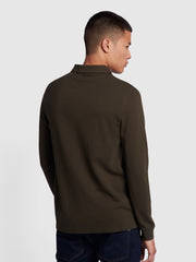 Blanes Organic Cotton Long Sleeve Polo Shirt In Evergreen