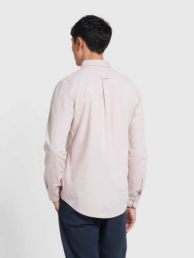 Steen Slim Fit Organic Cotton Long Sleeve Shirt In Dark Pink