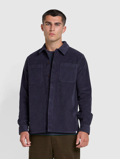 Kitner Relaxed Fit Corduroy Overshirt In Liquorice Blue