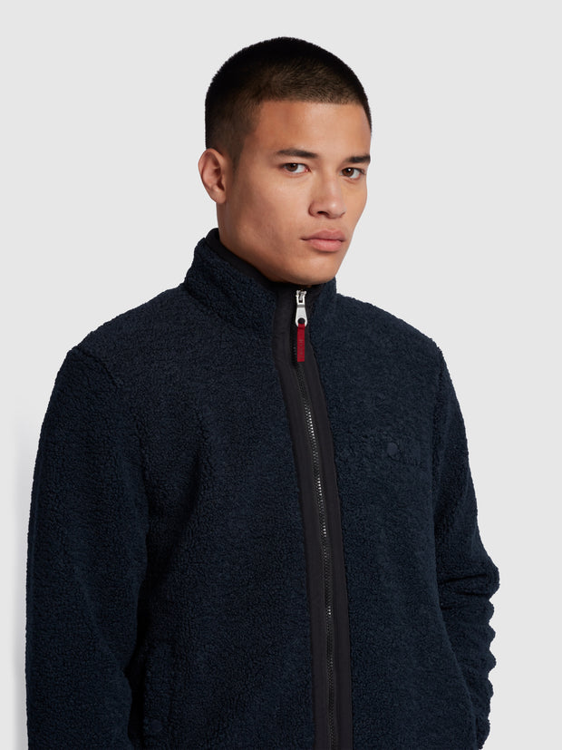 Abruzzo Regular Fit Borg Fleece Sweatshirt In True Navy