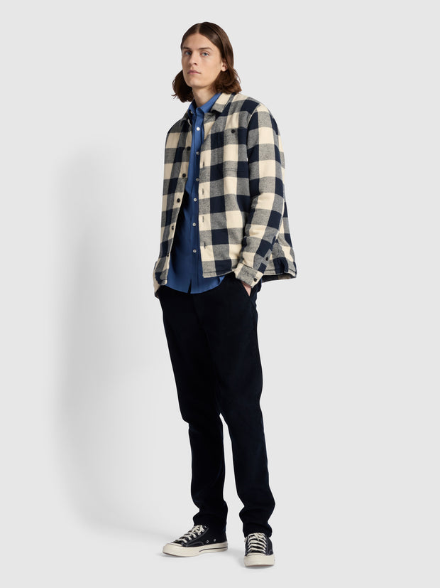 Brewer Slim Fit Organic Cotton Oxford Shirt In Steel Blue
