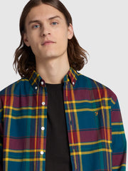 Giusto Button Down Check Shirt In Sailor Blue