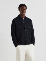 Pemberton Textured Check Overshirt (True Navy) Front