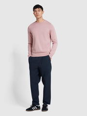 Mullen Cotton Crew Neck Jumper In Dark Pink