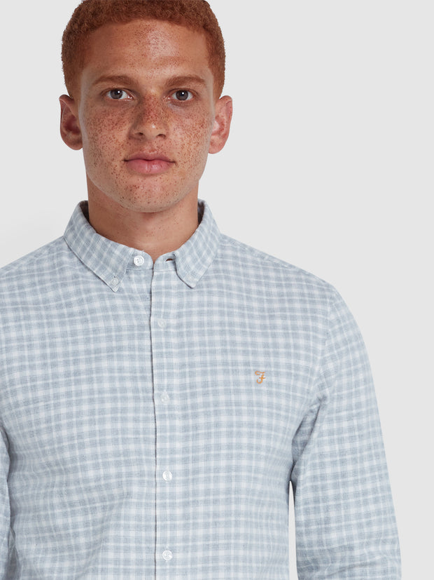 Alban Slim Fit Check Shirt In Grey Marl