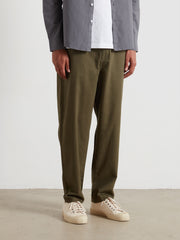 Hawtin Relaxed Tapered Fit Full Length Trousers (Olive Green) Front