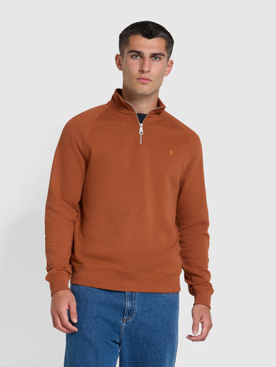 Jim Quarter Zip Sweatshirt In Teak